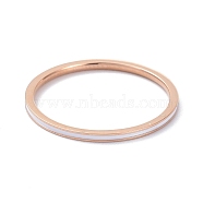 1mm Simple Enamel Finger Ring for Girl Women, Ion Plating(IP) 304 Stainless Steel Rings, Rose Gold, White, US Size 8(18.1mm)(RJEW-C012-04E-RG-01)