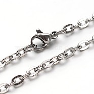 304 Stainless Steel Cable Chains Necklaces, with Lobster Clasps, Stainless Steel Color, 23.7 inch(60.2cm)(NJEW-O058-12P)