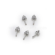Brass Micro Pave Clear Cubic Zirconia Head Pins, for Ghost Witch Baroque Pearl Making, Triangle, Platinum, 7mm(BAPE-PW0001-08B-P)