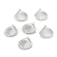 316 Surgical Stainless Steel Pendants, Shell, Stainless Steel Color, 19x19x7mm, Hole: 1.2mm(X-STAS-C026-20P)