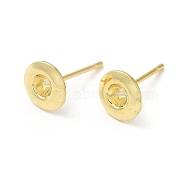 Flat Round 201 Stainless Steel Stud Earring Findings, Earring Settings with 304 Stainless Steel Pins, Real 18K Gold Plated, 7.5mm, Pin: 12x0.8mm, Tray: 3.3mm(STAS-Q315-08G)