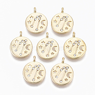 Alloy Pendants, with Crystal Rhinestone, Cadmium Free & Nickel Free & Lead Free, Constellation, Real 18K Gold Plated, Taurus, 17x14x1.4mm, Hole: 1.5mm(X-PALLOY-S135-001D-NR)