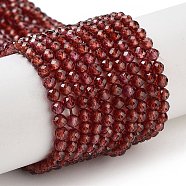 Natural Garnet Beads Strands, Faceted, Grade AA, Round, 3.5~3.8mm, Hole: 0.7mm, about 111~128pcs/strand, 15.16~15.39''(38.5~39.1cm)(G-B088-C11-03)