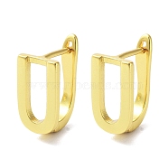 Brass Letter Stud Earrings for Women, Lead Free & Cadmium Free, Real 18K Gold Plated, Letter U, 15.5x8mm(EJEW-A038-01U-G)