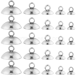 100Pcs 5 Size 304 Stainless Steel Bead Cap Pendant Bails, for Globe Glass Bubble Cover Pendants, Stainless Steel Color, 4~10mm, Hole: 1.5~1.8mm, 20Pcs/size(STAS-SC0005-90)