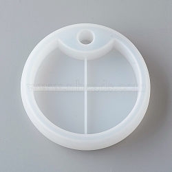 DIY 4 Compartments Round Layered Rotating Storage Box, Silicone Molds, for Epoxy Resin UV Resin Jewelry Making, White, 108x27.5mm, Fit for 15mm Plastic Stick, Inner Size: 70x88.5mm(AJEW-D046-16B)