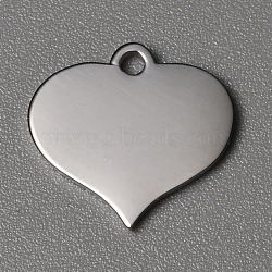 304 Stainless Steel Charms, Mirror Polished Finish Stamping Blank Tag, Heart Charms, Stainless Steel Color, 13x14x1.5mm, Hole: 1.5mm(STAS-WH0027-38P)