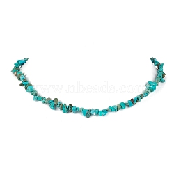 Natural Howlite Chip Beaded Necklace, Stainless Steel Color, 15.94~15.98 inch(40.5~40.6cm)(NJEW-JN04615-07)