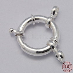 Sterling Silver Spring Rings Clasps, Silver, 15mm(X-STER-A007-13E)