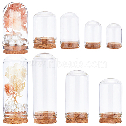 22Pcs 7 Styles Glass Dome Cover, Decorative Display Case, Cloche Bell Jar Terrarium with Cork Base, Arch, Clear, 30~44.5x25~87mm, Inner Diameter: 25mm(AJEW-CP0005-91)