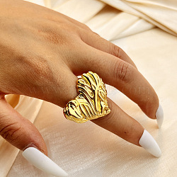 304 Stainless Steel Finger Rings for Women, Heart, Real 18K Gold Plated, Inner Diameter: 17mm(RJEW-B116-03G)