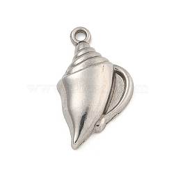 Non-Tarnish 304 Stainless Steel Pendants, Conch Charm, Stainless Steel Color, 22x12.5x4.5mm, Hole: 1.5mm(STAS-I307-530P)