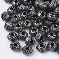 CCB Plastic European Beads, Large Hole Beads, Rondelle with Textured, Gunmetal, 10x8mm, Hole: 4mm(X-CCB-S160-241B)