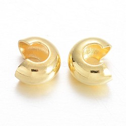 Brass Crimp Beads Covers, Golden, 5mm In Diameter, Hole: 3mm(KK-F371-76G)