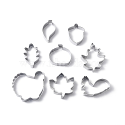 Thanksgiving 430 Stainless Steel Cookie Mold, Cookie Cutter, Acorn/Maple Leaf/Squirrel, Stainless Steel Color, 54~85x39~96x18mm, 8pcs/set(DIY-E068-01P-03)