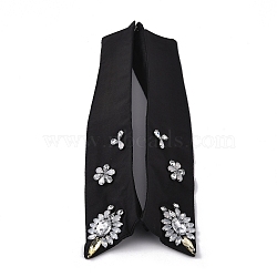Cotton Detachable Blouse False Collar, Rhinestone Flower Bib Stand Collar Choker Necklace, Black, 455x70~100x6.5mm(AJEW-WH0326-06)