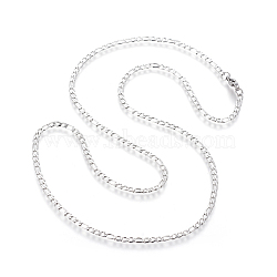 304 Stainless Steel Figaro Chain Necklaces, with Lobster Claw Clasps, Stainless Steel Color, 23.8 inch(60.5cm), 3mm(NJEW-E143-09P)