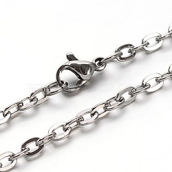 Tarnish Resistant 304 Stainless Steel Cable Chains Necklaces, with Lobster Clasps, Stainless Steel Color, 23.7 inch(60.2cm)(NJEW-O058-12P)