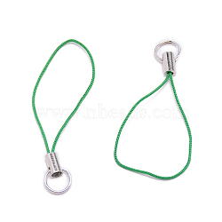 Polyester Cord Mobile Straps, with Platinum Plated Iron Findings, Lime Green, 5.6cm(MOBA-WH0006-04)