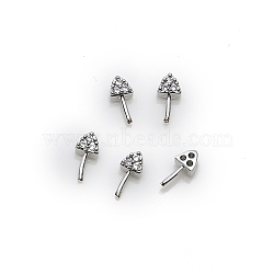 Brass Micro Pave Clear Cubic Zirconia Head Pins, for Ghost Witch Baroque Pearl Making, Triangle, Platinum, 7mm(BAPE-PW0001-08B-P)