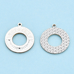 925 Sterling Silver Pendants, Donut Charms, Silver, 16x14x1mm, Hole: 0.8mm(STER-T006-05)