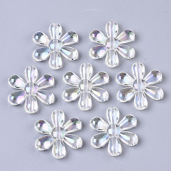 Transparent Acrylic Beads, AB Color Plated, Flower, Clear AB, 24.5x22.5x5mm, Hole: 1.5mm(X-PACR-R246-029B)