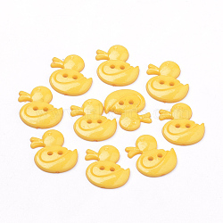 2-Hole Acrylic Buttons, Duck, Orange, 21x19x3mm, Hole: 2mm(BUTT-Q037-10F)