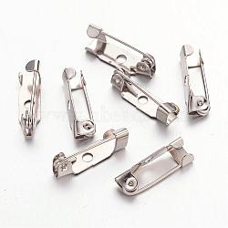 Iron Brooch Findings, Back Bar Pins, with One Hole, Platinum, 15x5x4.5mm, Hole: 1.8mm(IFIN-S276)
