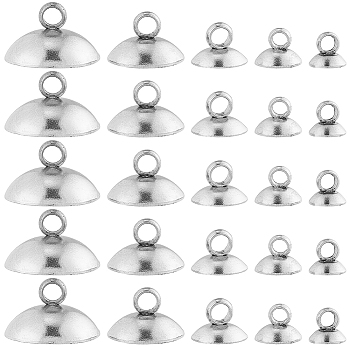 100Pcs 5 Size 304 Stainless Steel Bead Cap Pendant Bails, for Globe Glass Bubble Cover Pendants, Stainless Steel Color, 4~10mm, Hole: 1.5~1.8mm, 20Pcs/size