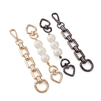 Givenny-EU 4 Colors ABS Pearl & Alloy Bag Handles, with Zinc Alloy Heart Spring Gate Ring Clasps, Bag Straps Replacement Accessories, Mixed Color, 17.3~18cm
