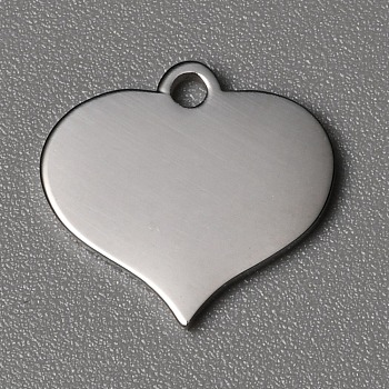 304 Stainless Steel Charms, Mirror Polished Finish Stamping Blank Tag, Heart Charms, Stainless Steel Color, 13x14x1.5mm, Hole: 1.5mm