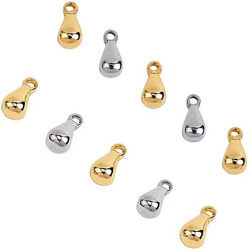 304 Stainless Steel Charms, Chain Extender Drop, Teardrop, Mixed Color, 6x3mm, Hole: 1mm, 100pcs/box