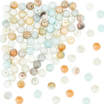 2 Strands Natural Flower Amazonite Beads Strands, Round, 8mm, Hole: 1mm, about 45~48pcs/strand, 15.7 inch