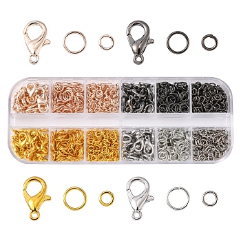 DIY Jewelry Making Finding Kit, Including Iron Open Jump Rings, Zinc Alloy Lobster Claw Clasps, Mixed Color, Jump Rings: 840pcs/box 