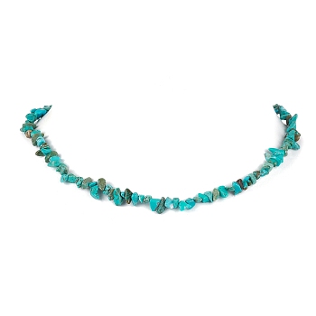 Natural Howlite Chip Beaded Necklace, Stainless Steel Color, 15.94~15.98 inch(40.5~40.6cm)