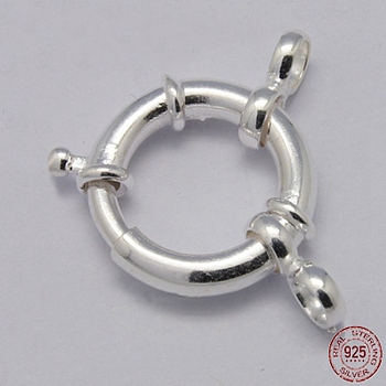 Sterling Silver Spring Rings Clasps, Silver, 15mm