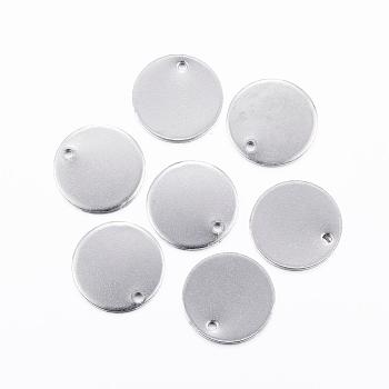 201 Stainless Steel Stamping Blank Tag Pendants, Flat Round, Stainless Steel Color, 15x1mm, Hole: 1mm