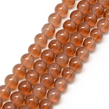 Baking Painted Glass Beads Strands, Imitation Opalite, Round, Chocolate, 8mm, Hole: 1.3~1.6mm, about 100pcs/strand, 31.4 inch