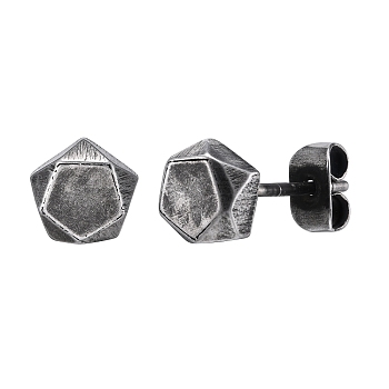 Stainless steel Hexagon Stud Earrings, Antique Silver, 6mm