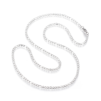 304 Stainless Steel Figaro Chain Necklaces, with Lobster Claw Clasps, Stainless Steel Color, 23.8 inch(60.5cm), 3mm