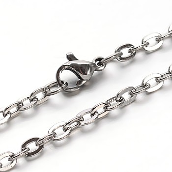 304 Stainless Steel Cable Chains Necklaces, with Lobster Clasps, Stainless Steel Color, 23.7 inch(60.2cm)