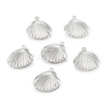 316 Surgical Stainless Steel Pendants, Shell, Stainless Steel Color, 19x19x7mm, Hole: 1.2mm