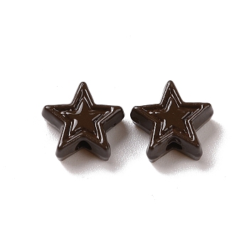 Spray Painted Alloy Beads, Star, Coffee, 7x7.5x3.2mm, Hole: 1.2mm