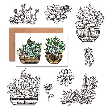 Custom PVC Plastic Clear Stamps, for DIY Scrapbooking, Photo Album Decorative, Cards Making, Other Plants, 160x110x3mm