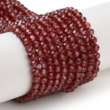 Natural Garnet Beads Strands, Faceted, Grade AA, Round, 3.5~3.8mm, Hole: 0.7mm, about 111~128pcs/strand, 15.16~15.39''(38.5~39.1cm)