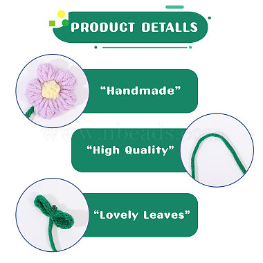 7 St&uuml;ck 7 Farben Polyester H&auml;kelblumen-Lesezeichen(AJEW-CA0004-54)-4