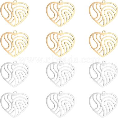 Golden & Stainless Steel Color Heart 201 Stainless Steel Pendants