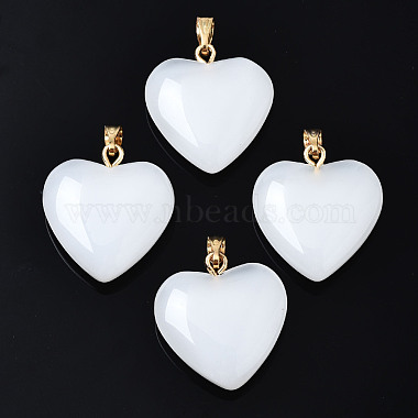Golden Mint Cream Heart Iron+Glass Pendants