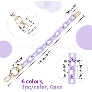 CHGCRAFT 6Pcs 6 Colors Opaque Acrylic Cable Chain Wristlet Straps(HJEW-CA0001-33)-2