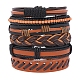 Bracelet à cordon en simili cuir tressé réglable de style 5pcs 5 serti de cordon ciré pour hommes(BJEW-F458-03)-1
